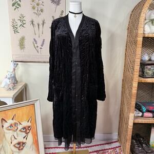LOGO Lavish Black Velvet Long Jacket Whimsigoth Romantic Goth Vampire Witchy L